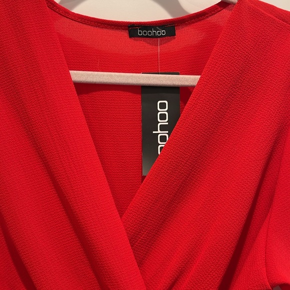 NWT Boohoo Wrap Front Peplum Blouse - Picture 4 of 6